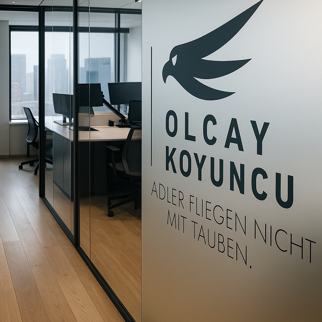 Olcay Koyuncu und Team im modernen Büro mit Skyline im Hintergrund, spezialisiert auf Performance.